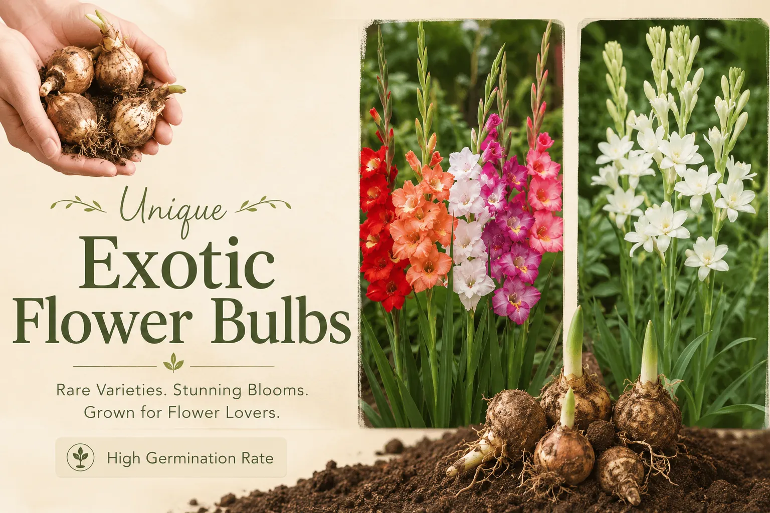 Premium Bulb Plants Banner | Pot It Real tuberose and rain lily bulb plants on soft pink premium background